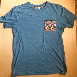 On The Byas Blue Shirt with Aztec Printed Pocket -Large-